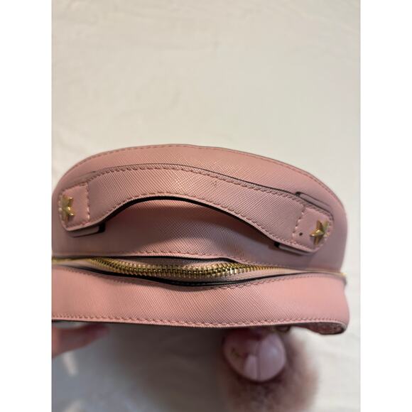 ALDO Pink Faux Leather Glitter Embellished Purse Backpack Sparkly Fur Keychain - Picture 8 of 11